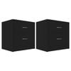 vidaXL 2x Bedside Cabinets Black Engineered Wood Nightstand Home Organiser