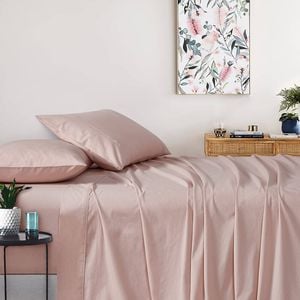 Gioia Casa Vintage Washed 100% Cotton Soft Breathable Sheet Set - Pink - Double