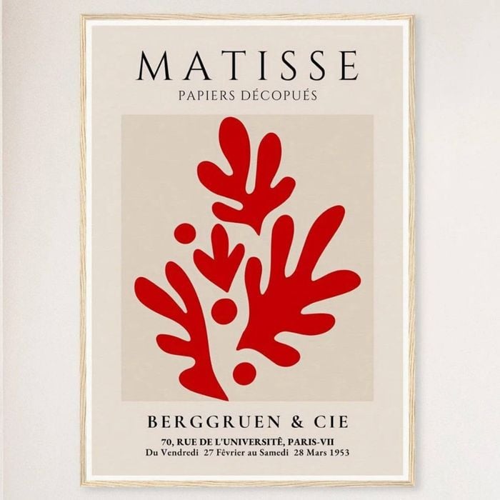 Galrie Henri Matisse Vintage Red Exhibition Print Collection at Berggruen & Cie, Wood Frame, A3 30 x 42cm (12 x 16inch)