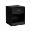 Costway Wood Besdside Table Storage Nightstand Cabinet W/drawer & Open Shelf Home Bedroom Office Black