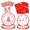 Catzon 64pcs Christmas Tableware Xmas Disposable Dinnerware Tableware Set