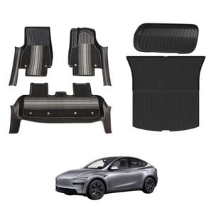 AUSGO Double-Layer Floor Mats & Boot Liner Set For Tesla Model Y Juniper 5-Seat 2025-Onwards Car Floor Liners Cargo Mat