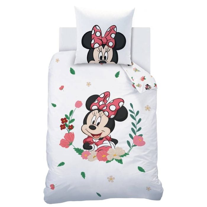 Disney Minnie Mouse Flowers Cotton Quilt Cover Set - Single Bed Size