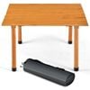 Costway Folding Camping Table Fir Wood 50kg Load Capacity with Carry Bag Natural