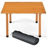 Costway Folding Camping Table Fir Wood 50kg Load Capacity with Carry Bag Natural