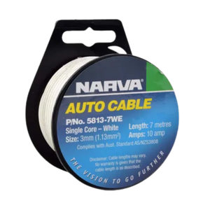 Narva 10A 3mm White Single Core Cable - 7m