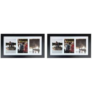 2PK Frankie & Me Wooden Collage 5x7'' Triple Picture Frame Home Decor Black