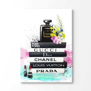 Luxury Flower Perfume Bottle Fashion Books Print 100% Australian Made 150x100cm (Stretched Canvas)