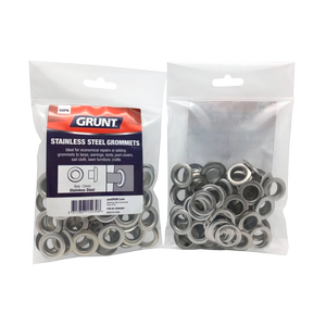 GRUNT 12mm Stainless Steel Webbing Grommets - 50 Pack