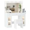 Advwin Dressing Table Set LED Light Charging Station Glass Cabinet Tabletop White