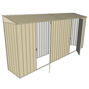 Build-a-Shed 0.8 x 4.5 x 2m Skillion Dual Single Hinged Side Doors Shed - Cream