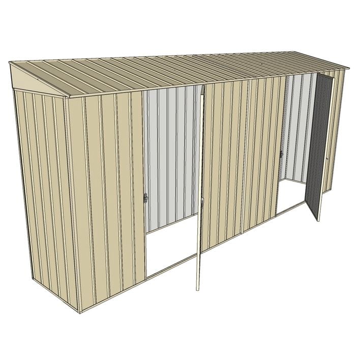 Build-a-Shed 0.8 x 4.5 x 2m Skillion Dual Single Hinged Side Doors Shed - Cream