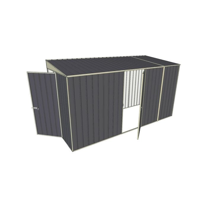Build-a-Shed 1.5 x 3.7 x 2m Single Hinged Side Door Skillion Shed - Grey