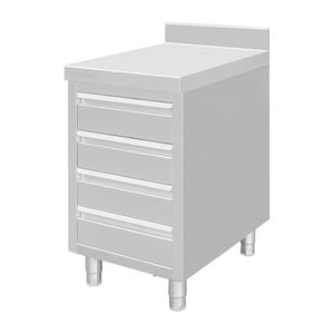 Vogue Stainless Steel 4 Drawer Workstation With 100mm Upstand 900x500x700mm Commercial Kitchen Storage