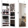 Costway 110cm Jewelry Cabinet Armoire Wall/door Mounted Mirror White
