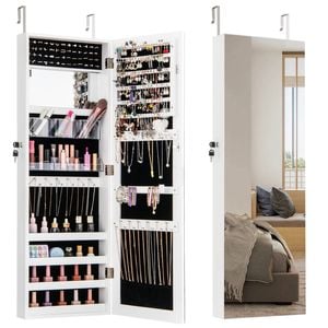 Costway 110cm Jewelry Cabinet Armoire Wall/door Mounted Mirror White