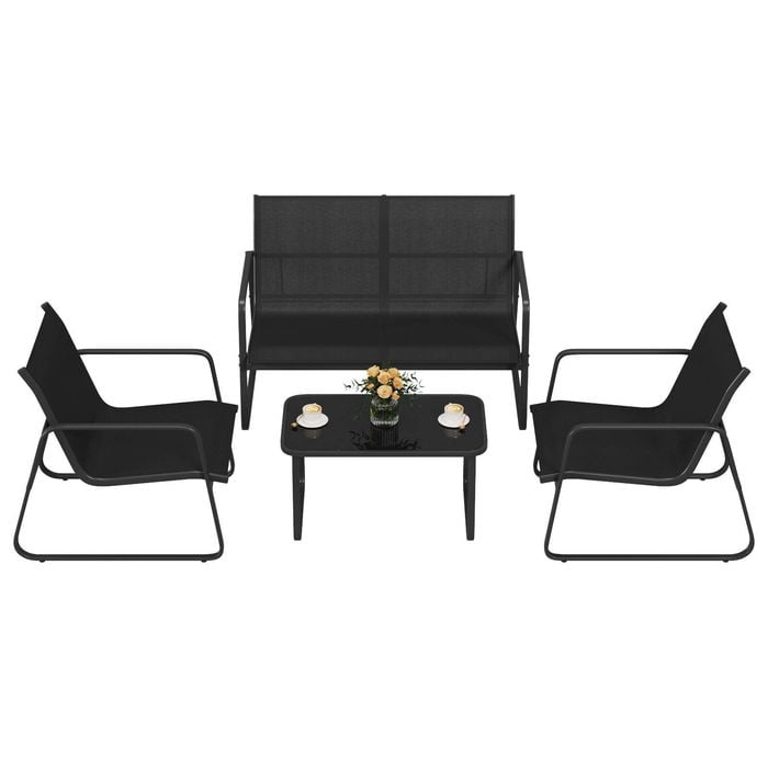Advwin Patio Dining Chairs And Loveseat Set 4pcs