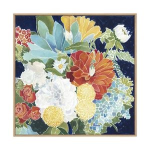Artey | Midnight Florals III - Framed Canvas - Natural Frame - 64 x 64cm