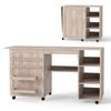 Costway Folding Sewing Table Mobile Machine Craft Station Desk Natural