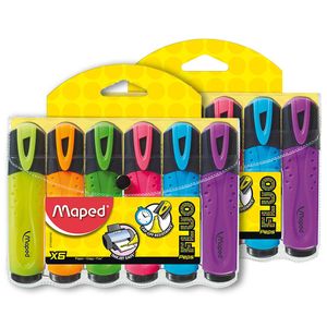 2x 6pc Maped Chisel Highlighter Markers Pen School/office/home Assorted Colours