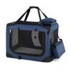 Costway 61cm Collapsible Soft Dog Crate Portable Dog Travel Crate w/Mesh Windows Removable Fleece Bed-Blue