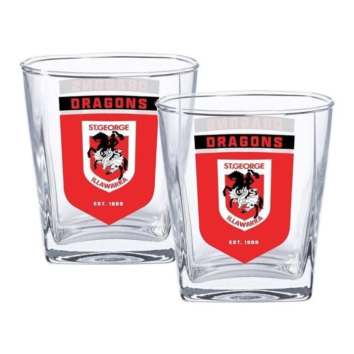 NRL Spirit Glass Set - St George Illawarra Dragons - 250ml Cup - Set Of Two