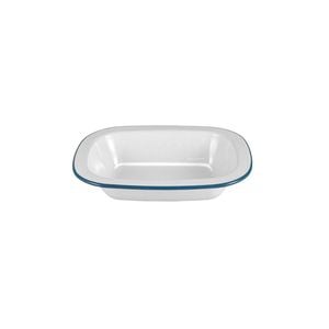 Urban Style Enamelware 18cm Pie Dish w/ Blue Rim - White