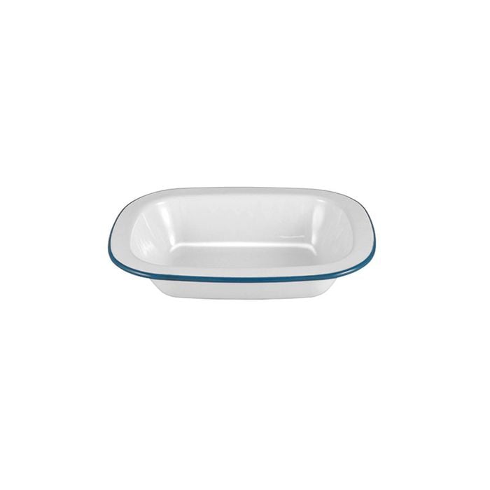 Urban Style Enamelware 18cm Pie Dish w/ Blue Rim - White