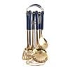Catzon 7 Pcs Stainless Steel Kitchen Utensils for Cooking with Hanging Shelf-BlueA