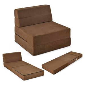 Costway 3-in-1 Sofa Bed Tri-Fold Floor Lounge Mattress Convertible Chaise Chair w/Washable Cover Coffee