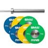 Smai Competition Bumper Plate Set With Barbell - 90kg + 15kg Silver Barbell (bearing)