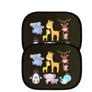 NNEOBA 2Pcs Cartoon Car Side Window Sunshade Electrostatic Adsorption Black