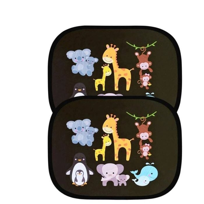 NNEOBA 2Pcs Cartoon Car Side Window Sunshade Electrostatic Adsorption Black