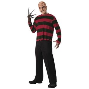Kids Freddy Krueger Halloween Costume – Nightmare on Elm Street Striped Top and Mask Red Green Colour, Standard