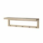 Flexi Storage 760 x 200 x 210mm Oak Coat Shelf with Hooks