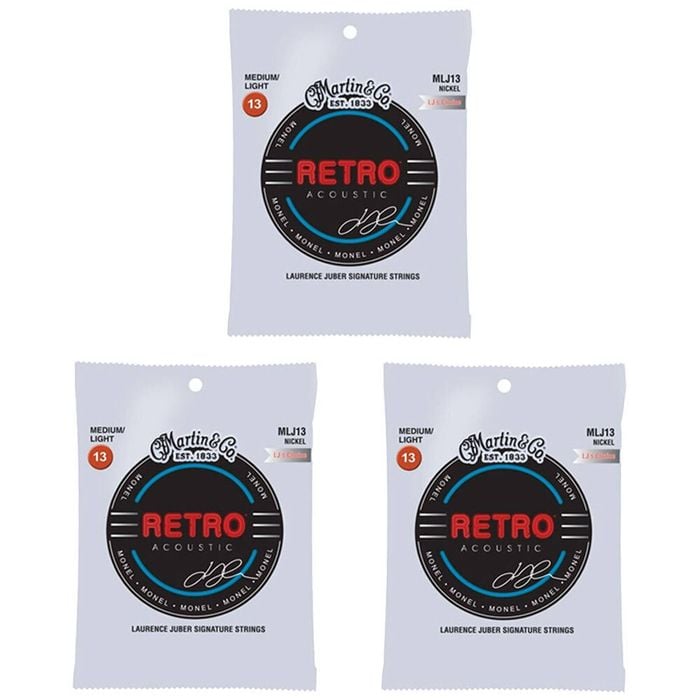 3PK Martin Guitar MMLJ13 Retro 6 Strings LJ Monel WD Medium Light Gauge