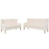 vidaXL Sofa Set 2 Piece Fabric Cream White Couch Lounge Living Room Furniture