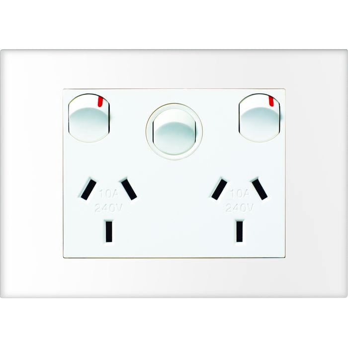 HPM VIVO Double Powerpoint With Extra Switch - White