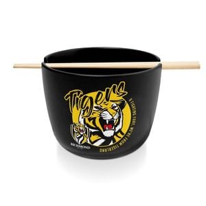 Afl Noodle Bowl With Chopsticks - Richmond Tigers - Ceramic - 490ml Capacity
