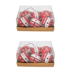 2x 6pc Urban Painted Decorative Bells Gift Box Set 15cm Red/Green