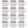 Argon Tableware 130ml Enamel Espresso Cups - Red - Set Of 12 Metal Drinking Mugs Teacup Coffee Mug Set Hot, Cold Drinks Cups