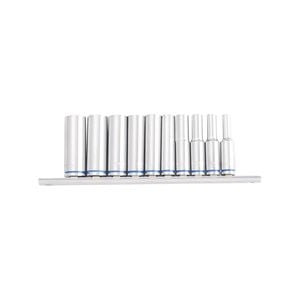 Kincrome 10 Piece 1/4" Drive Metric Mirror Polish Deep Socket Rail