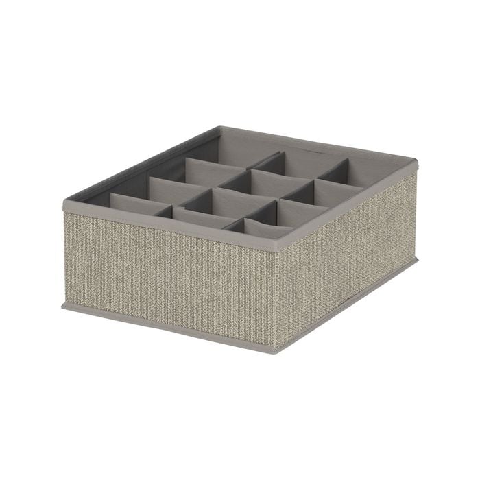 Flexi Storage Wardrobe 260 x 100 x 195mm Ash 12 Compartment Drawer Organiser