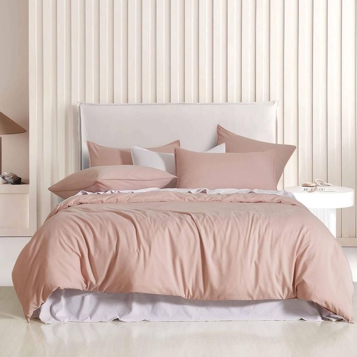 Cleverpolly Vintage Washed Microfibre Quilt Cover Set - Pink - Single