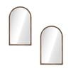 Oikiture Arched Wall Mirrors Home Decor 86x50cm Walnut Wooden Set of 2