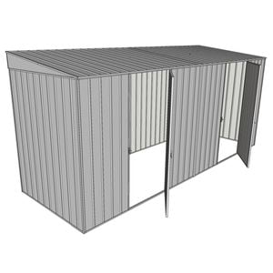 Build-a-Shed 1.5 x 4.5 x 2m Dual Single Hinged Side Door Skillion Shed - Zinc