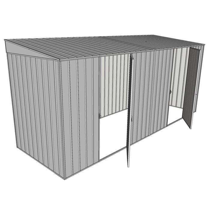 Build-a-Shed 1.5 x 4.5 x 2m Dual Single Hinged Side Door Skillion Shed - Zinc