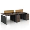 Knight 2.8M 4 Person Workstation with 4 Cabinets - Brown Oak