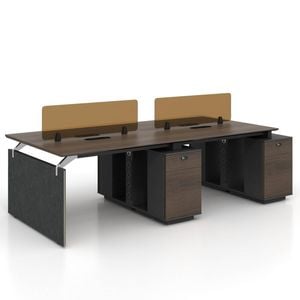 Knight 280CM 4 Person Workstation with 4 Cabinets - Brown Oak