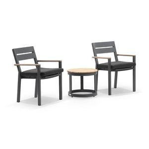Capri Patio Balcony Set Side Table Charcoal & Denim Grey Cushions